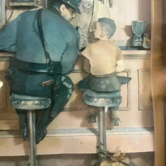 Vintage Police Officer and  Boy 3D Style Art Frame - Picture 3 of 4
